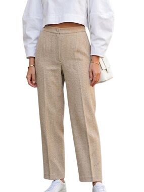 VTG 80s 90s Renato Casati Italy oatmeal hopsack straight leg old money trousers